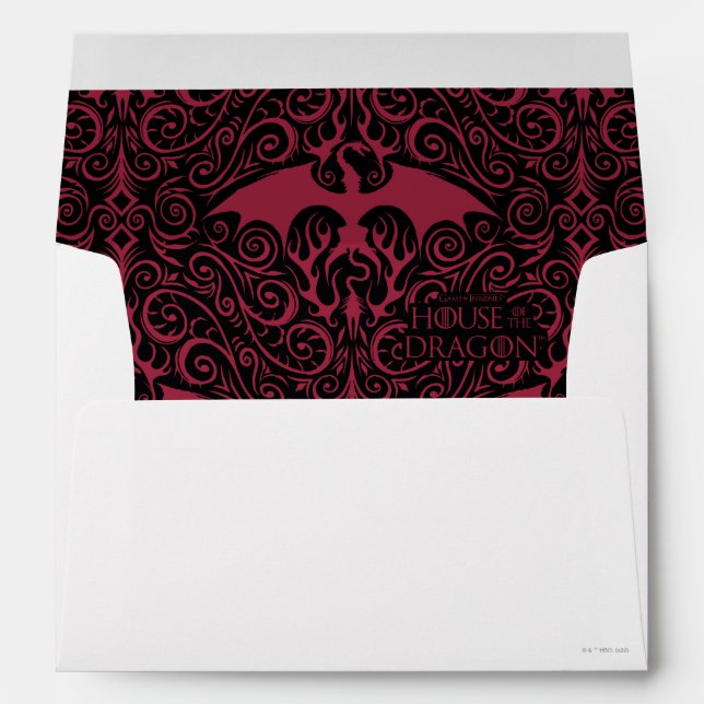 HOUSE OF THE DRAGON | Red Dragon Filigree Pattern Envelope (Back (Bottom))