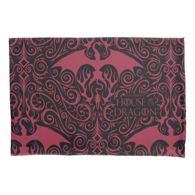 HOUSE OF THE DRAGON | Red Dragon Filigree Pattern Pillowcase (Front)