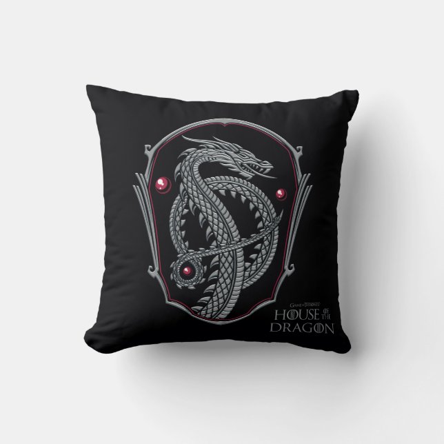 HOUSE OF THE DRAGON | Silver Dragon Crest Cushion (Front)