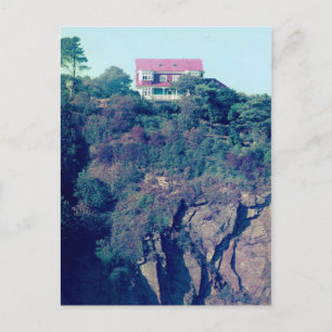 House on a Cliff, Tenby, Wales, UK Postcard