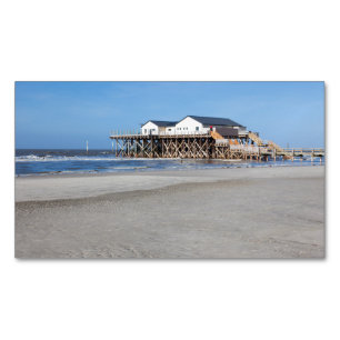 House on stilts at the beach of St. Peter Ording Magnetic Business Card