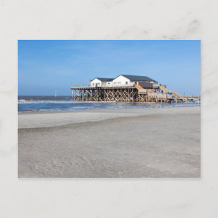 House on stilts at the beach of St. Peter Ording Postcard