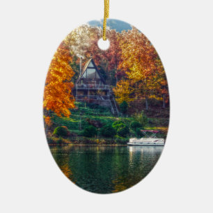 House on the Lake Ceramic Tree Decoration