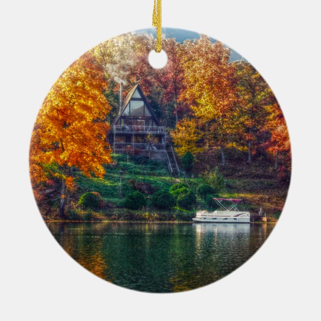 House on the Lake Ceramic Tree Decoration (Back)