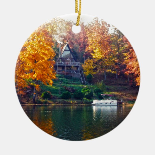 House on the Lake Ceramic Tree Decoration (Front)