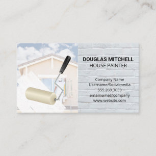 House Paint Roller General Contractor Business Card