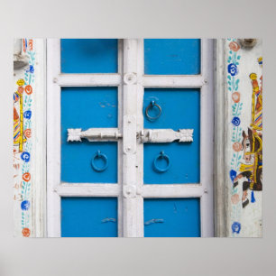 House painted blue, Udaipur, Rajasthan, India Poster