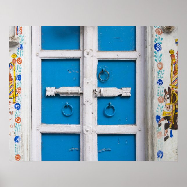 House painted blue, Udaipur, Rajasthan, India Poster (Front)