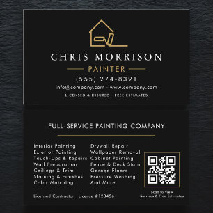 House Painter Black Gold QR Code Business Card