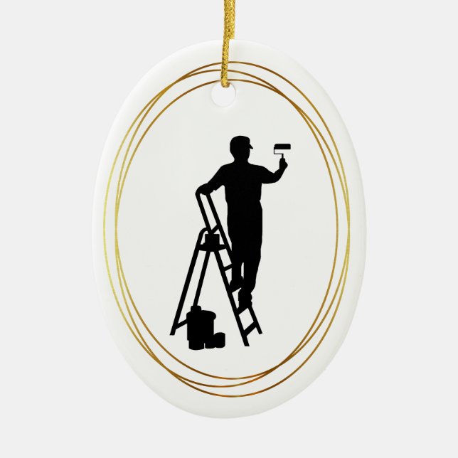 House Painter Black Silhouette Ornament (Front)