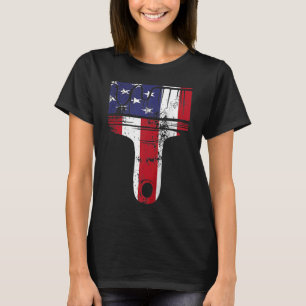 House Painter Decorator Paint Brush American Flag T-Shirt