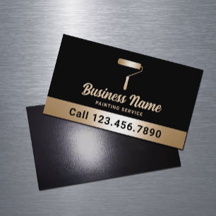 House Painter Modern Black & Gold Painting Service Magnetic Business Card