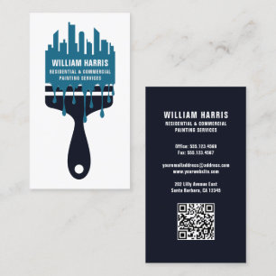 House Painter Navy & Blue QR Code Business Card