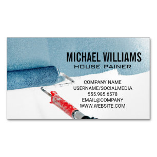 House Painter   Paint Roller on Wall Magnetic Business Card