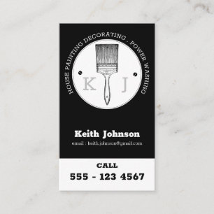 House Painter Power Washing Monogram Logo Black Business Card