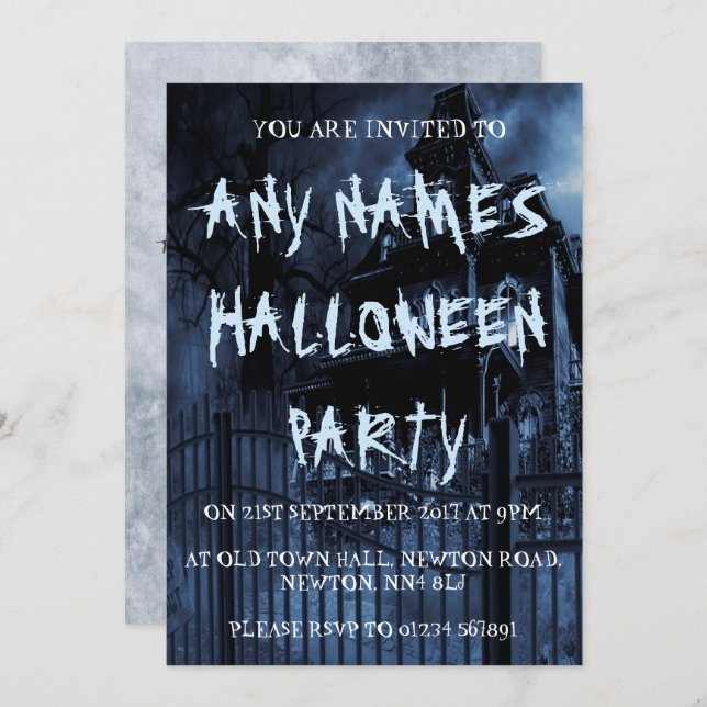 House Personalised Halloween Party Invitations (Front/Back)
