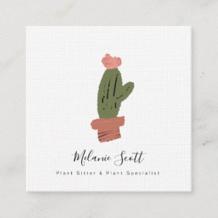 House Plant Botanical Cactus Specialist Botanist Square Business Card
