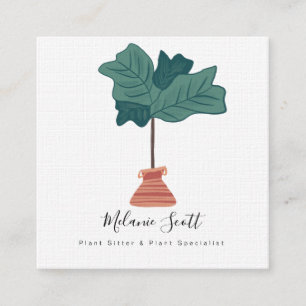 House Plant Gardener Botanical Fiddle Leaf Square Business Card