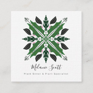 House Plant Leaves Botanical Specialist Botanist Square Business Card