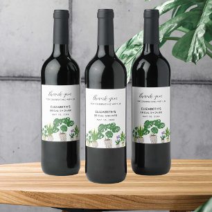 House Plants Bridal Shower Greenery Custom Wine Label