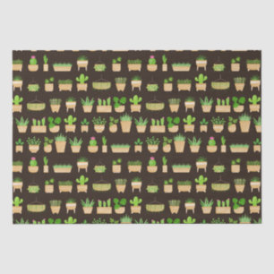 House Plants Cactus on Dark Brown Tissue Paper