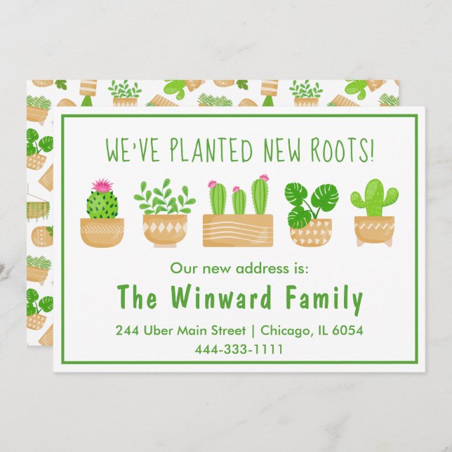 House Plants Cactus White New Home Announcement (Front/Back)