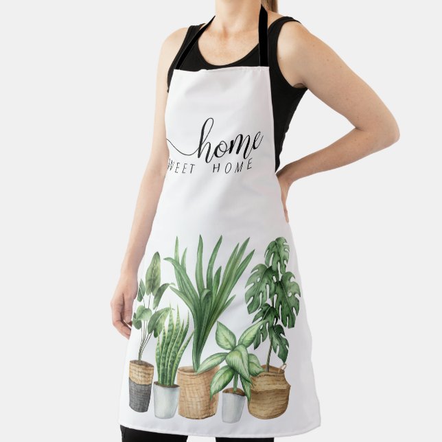 House Plants Pattern Apron (Insitu)