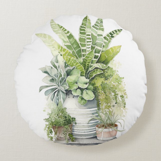 House Plants Round Cushion (Front)