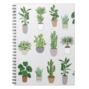 House plants, vintage doodle pattern notebook