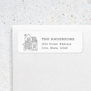 House Portrait Family Name Return Address