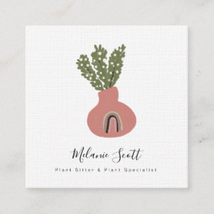 House Potted Plant Botanical Specialist Botanist Square Business Card