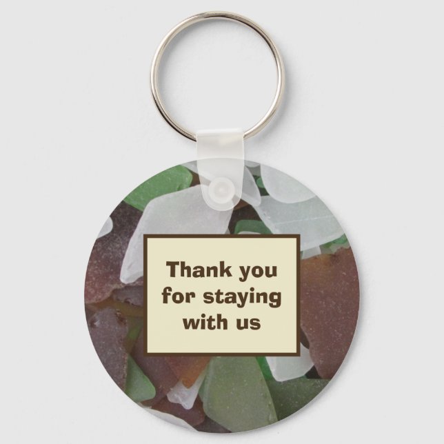 House Rental Vacation Home Sea Glass Guest Key Key Ring (Front)
