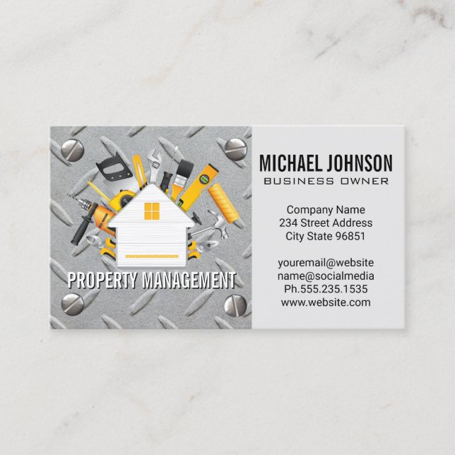 House Repair Logo | Steel and Metal Screws Business Card (Front)