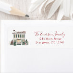House Return Address Label<br><div class="desc">The cute winter return address label features a beautiful hand-painted watercolor colonial house,  Christmas trees,  and a snowman. Easily personalise with your name and address.</div>