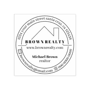 House Roof in Circle Rubber Stamp