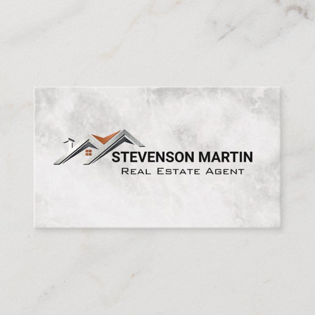 House Roof Logo | Marble Business Card (Front)