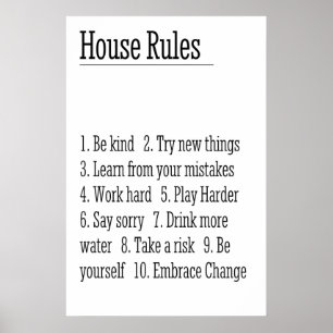 House Rules Art Print Inspirational Quote Wall