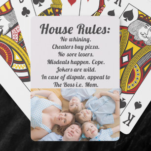 House Rules Family Photo Modern Typography Playing Cards
