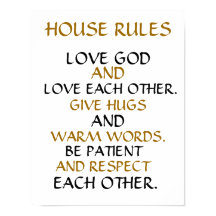 "HOUSE RULES" INSPIRATIONAL 11X14 WALL POSTER