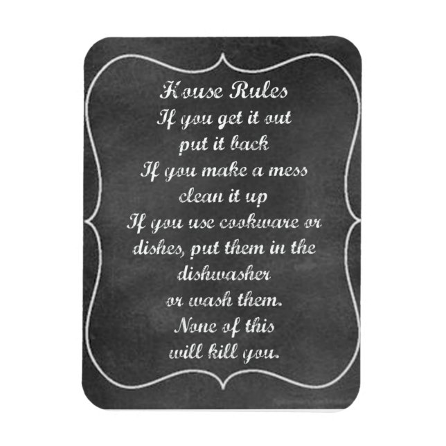 House Rules Vintage Chalkboard Style Magnet (Vertical)