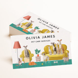 House scene dog walking and animal dog sitting  business card