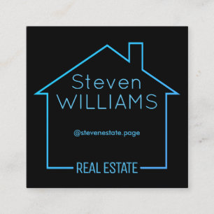 House shape inspired by neon line square business card