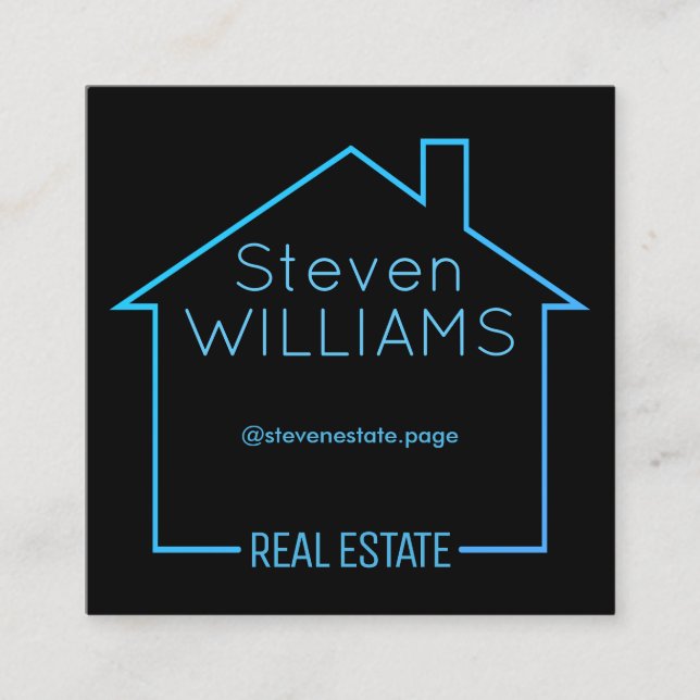 House shape inspired by neon line square business card (Front)