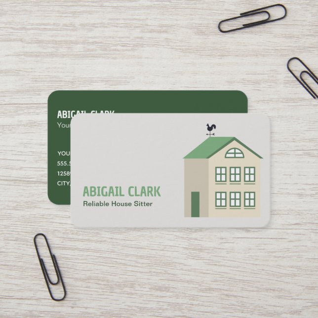 House Sitting Business Card (Front/Back In Situ)