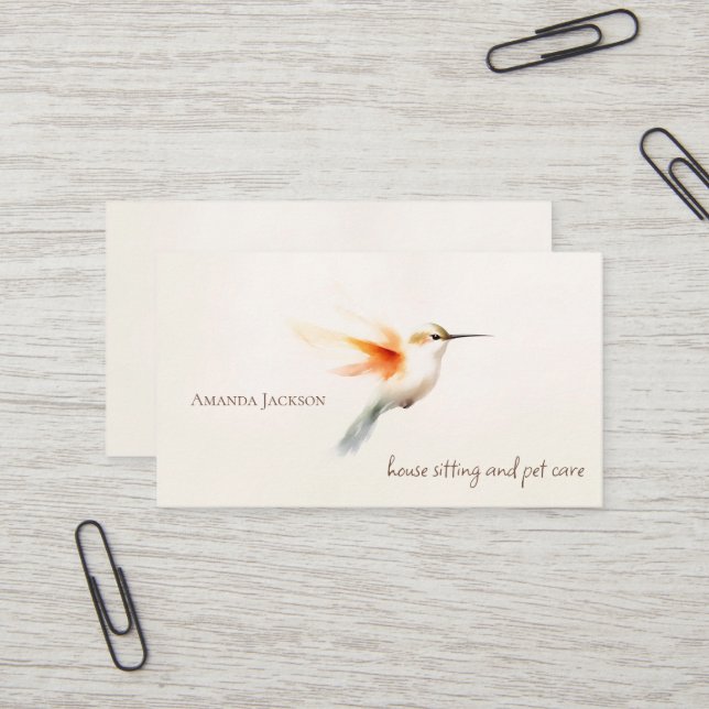House Sitting Pet Sitting Hummingbird Cards (Front/Back In Situ)