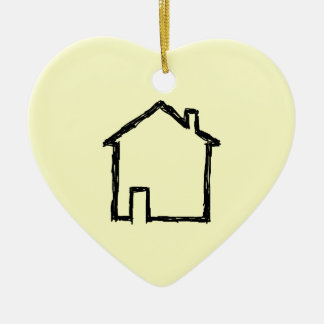 House Sketch. Black and Cream. Ceramic Tree Decoration