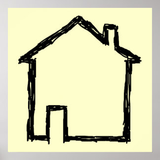 House Sketch. Black and Cream. Poster