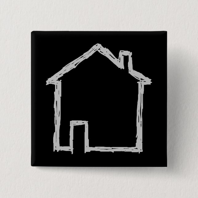 House Sketch. Grey and Black. 15 Cm Square Badge (Front)