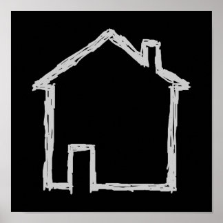 House Sketch. Grey and Black. Poster
