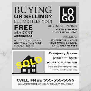 House Sold, Realtor, Estate Agent Advertising Flyer